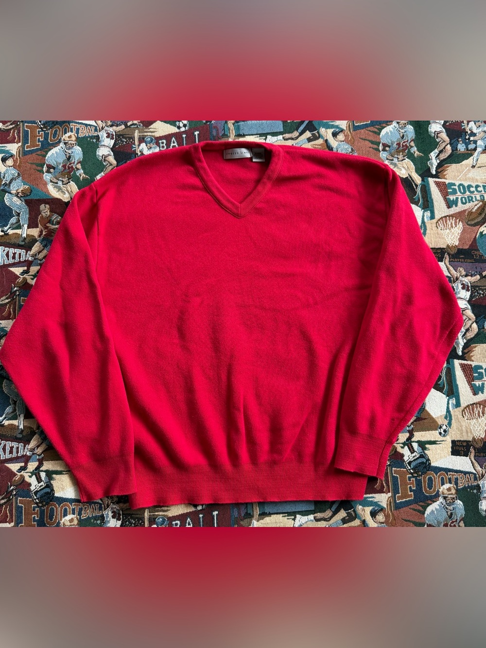 Vintage 90s Men’s Cypress Links Red 100% Cotton Think V-Neck Sweater
